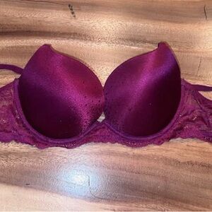 La SENZA Satin & Lace Plunge Bra in Berry